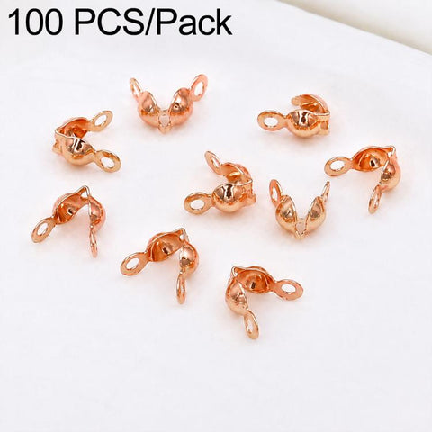 100 PCS/Pack Copper Dual-Loop Crimp Cover Knots Beads Caps Tassel Closure for DIY Jewelry Making, Dual-Loop Buckle 3.2mm, Dual-Loop Buckle 3.6mm, Dual-Loop Buckle 4mm