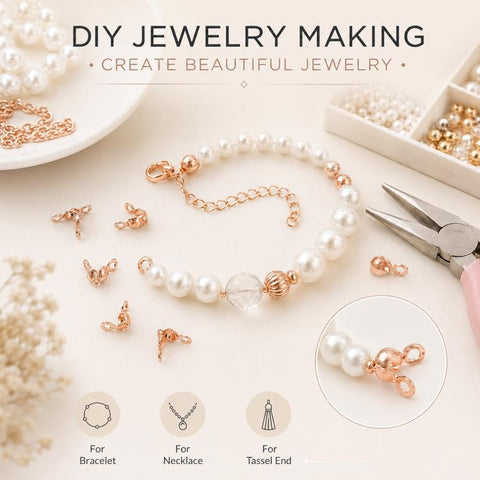 100 PCS/Pack Copper Dual-Loop Crimp Cover Knots Beads Caps Tassel Closure for DIY Jewelry Making, Dual-Loop Buckle 3.2mm, Dual-Loop Buckle 3.6mm, Dual-Loop Buckle 4mm