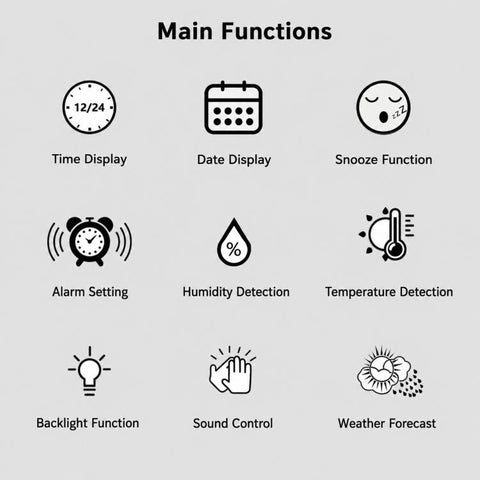 DS-8082TS LCD Multifunctional Voice-Controlled Backlit Weather Display Electronic Clock