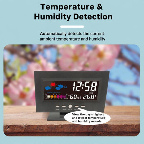 DS-8082TS LCD Multifunctional Voice-Controlled Backlit Weather Display Electronic Clock