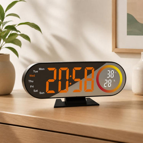 DS-3827LW Desktop Colorful Light LED Digital Display Mirror Electronic Clock