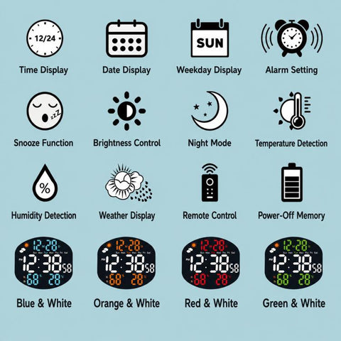 DS-3816L Multifunctional LED Digital Large Screen Weather Display Electronic Clock with Remote Control
