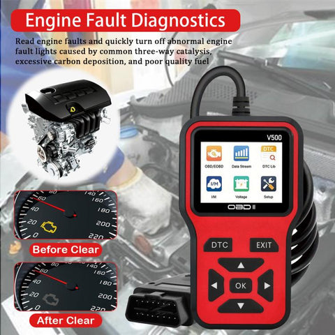 V500 Car OBDII Diagnostic Scanner, Engine Fault Code Reader