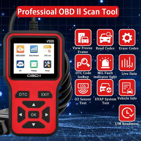 V500 Car OBDII Diagnostic Scanner, Engine Fault Code Reader
