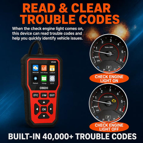 V539 Car Code Reader OBD2 Fault Detector Multifunctional Fault Code Clearing Scanner