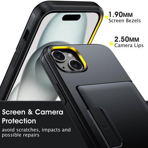 Sliding Card Slot PC Hybrid TPU Phone Case, For iPhone 15 Plus / 14 Plus, For iPhone 14, For iPhone 14 Pro, For iPhone 14 Pro Max, For iPhone 13 Pro Max / 12 Pro Max, For iPhone 13 Pro