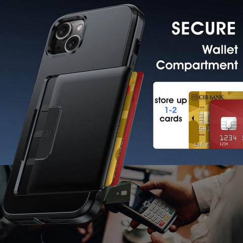 Sliding Card Slot PC Hybrid TPU Phone Case, For iPhone 15 Plus / 14 Plus, For iPhone 14, For iPhone 14 Pro, For iPhone 14 Pro Max, For iPhone 13 Pro Max / 12 Pro Max, For iPhone 13 Pro