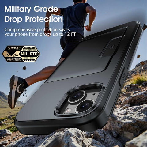 Sliding Card Slot PC Hybrid TPU Phone Case, For iPhone 15 Plus / 14 Plus, For iPhone 14, For iPhone 14 Pro, For iPhone 14 Pro Max, For iPhone 13 Pro Max / 12 Pro Max, For iPhone 13 Pro