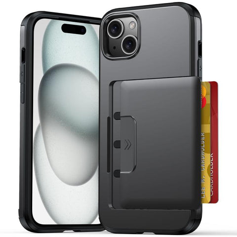 Sliding Card Slot PC Hybrid TPU Phone Case, For iPhone 15 Plus / 14 Plus, For iPhone 14, For iPhone 14 Pro, For iPhone 14 Pro Max, For iPhone 13 Pro Max / 12 Pro Max, For iPhone 13 Pro