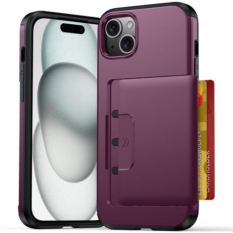 Sliding Card Slot PC Hybrid TPU Phone Case, For iPhone 15 Plus / 14 Plus, For iPhone 14, For iPhone 14 Pro, For iPhone 14 Pro Max, For iPhone 13 Pro Max / 12 Pro Max, For iPhone 13 Pro