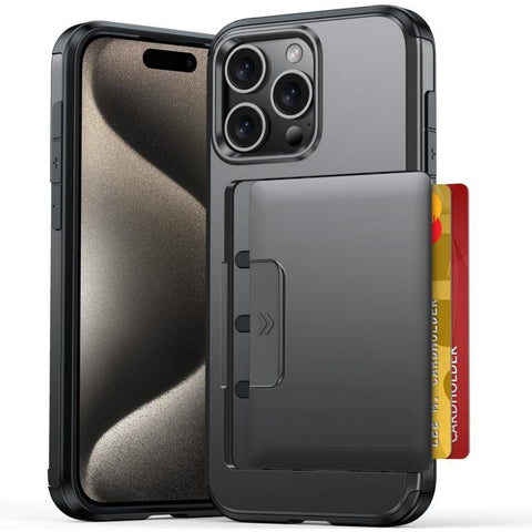 Sliding Card Slot PC Hybrid TPU Phone Case, For iPhone 15 Plus / 14 Plus, For iPhone 14, For iPhone 14 Pro, For iPhone 14 Pro Max, For iPhone 13 Pro Max / 12 Pro Max, For iPhone 13 Pro