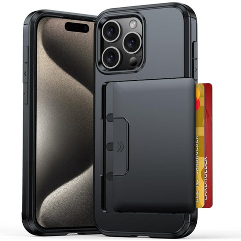 Sliding Card Slot PC Hybrid TPU Phone Case, For iPhone 15 Plus / 14 Plus, For iPhone 14, For iPhone 14 Pro, For iPhone 14 Pro Max, For iPhone 13 Pro Max / 12 Pro Max, For iPhone 13 Pro