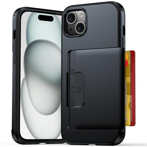 Sliding Card Slot PC Hybrid TPU Phone Case, For iPhone 15 Plus / 14 Plus, For iPhone 14, For iPhone 14 Pro, For iPhone 14 Pro Max, For iPhone 13 Pro Max / 12 Pro Max, For iPhone 13 Pro