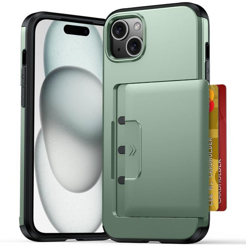 Sliding Card Slot PC Hybrid TPU Phone Case, For iPhone 15 Plus / 14 Plus, For iPhone 14, For iPhone 14 Pro, For iPhone 14 Pro Max, For iPhone 13 Pro Max / 12 Pro Max, For iPhone 13 Pro
