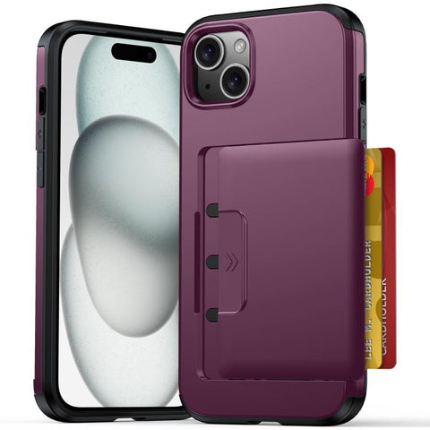 Sliding Card Slot PC Hybrid TPU Phone Case, For iPhone 15 Plus / 14 Plus, For iPhone 14, For iPhone 14 Pro, For iPhone 14 Pro Max, For iPhone 13 Pro Max / 12 Pro Max, For iPhone 13 Pro