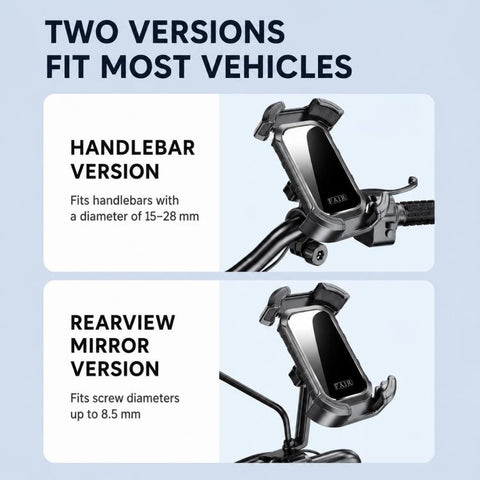 F1 Motorcycle Bicycle 360-Degree Rotating Navigation Phone Holder, Textured Handlebar Style, Mirror-Finish Handlebar Style, Textured Rearview Mirror Style, Mirror-Finish Rearview Mirror Style, Handlebar and Rearview Mirror Style
