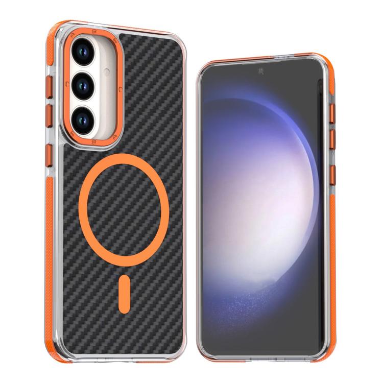 Dual-Color Carbon Fiber Texture Magsafe Phone Case, For Galaxy S26 FE 5G