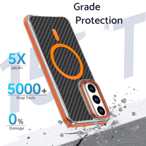 Dual-Color Carbon Fiber Texture Magsafe Phone Case, For Galaxy S26 FE 5G