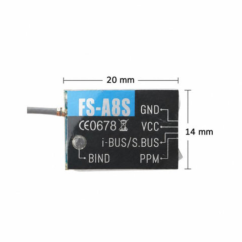 FlySky FS-A8S V2 2.4G 8CH Mini Receiver with PPM i-BUS SBUS Output