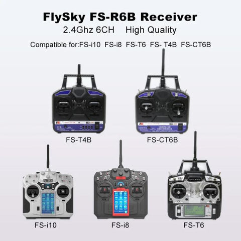 FlySky FS-R6B 2.4GHz 6CH Receiver for FlySky TH9X FS-CT6B FS-T6 Transmitter, R6B