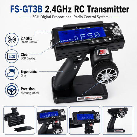 FlySky FS-GT3B  2.4GHz 3 Channels RC Transmitter with Failure Protection, FS-GT3B