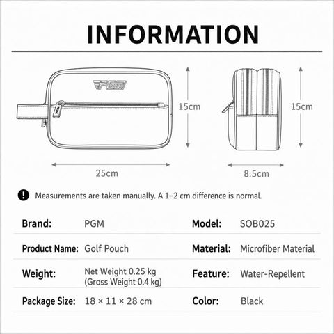 PGM SOB025 Double-Layer Large-Capacity Water-Repellent Golf Handbag