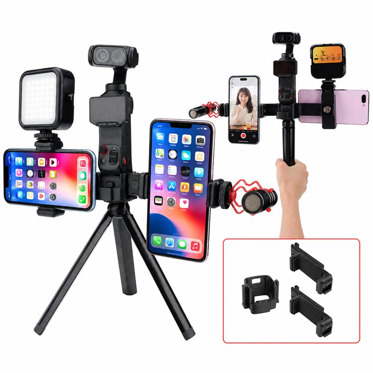 Live Broadcast Dual Phone Bracket Rotatable Phone Clamp Extension Mount, For Insta360 Luna Ultra