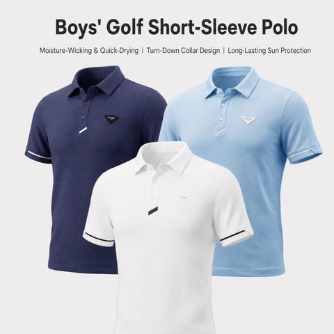 PGM YF881 Boy Short Sleeve Breathable Golf Shirt, S, M, L, XL