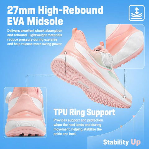 PGM XZ475 Girls High-Rebound Cushioned Breathable Non-Slip Golf Shoes, 31, 32, 33, 34, 35, 36, 37, 38