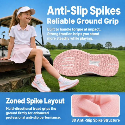 PGM XZ475 Girls High-Rebound Cushioned Breathable Non-Slip Golf Shoes, 31, 32, 33, 34, 35, 36, 37, 38