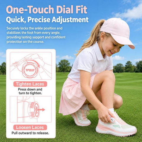 PGM XZ475 Girls High-Rebound Cushioned Breathable Non-Slip Golf Shoes, 31, 32, 33, 34, 35, 36, 37, 38