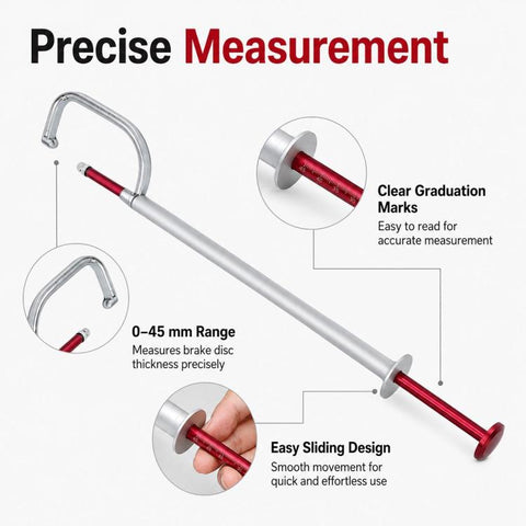 No-Removal Brake Disc Thickness Gauge, Car Brake Rotor Thickness Measuring Tool
