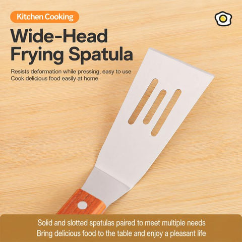 LsCook Stainless Steel Cooking Spatula with Wooden Handle, Small Frying Spatula, Small Slotted Spatula, Small Griddle Scraper, Small Triangular Spatula, Large Griddle Scraper, Large Triangular Spatula, Angled Griddle Spatula                            ...