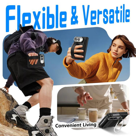 Film Integrated Lens Frame Bracket Phone Case with Wristband / Pen, For iPhone Duo