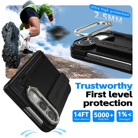 Film Integrated Lens Frame Bracket Phone Case with Wristband / Pen, For iPhone Duo