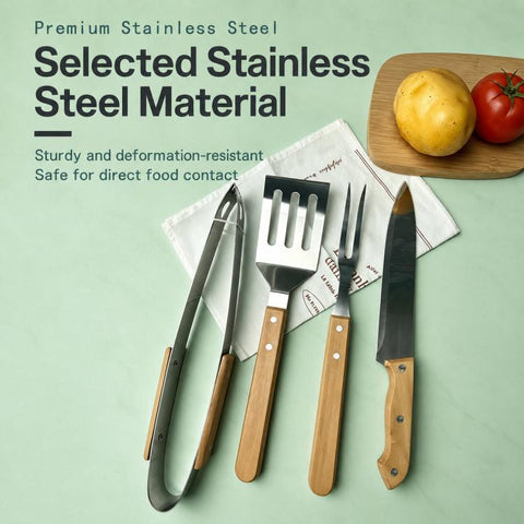 LsCook Portable Stainless Steel BBQ Tools with Carrying Bag, 2 PCS/Set, 3 PCS/Set, 4 PCS/Set