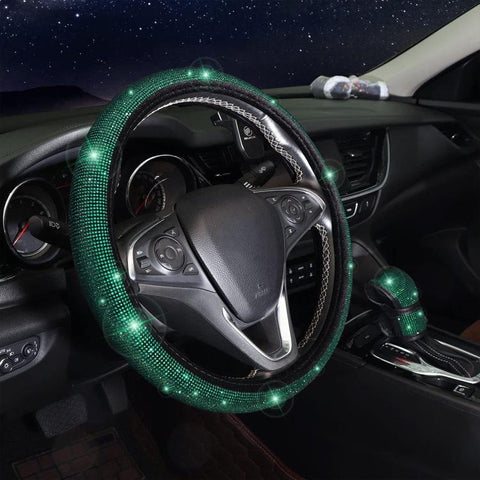 7 in 1 Set Car Diamond Studded Steering Wheel Cover, Diameter: 38cm