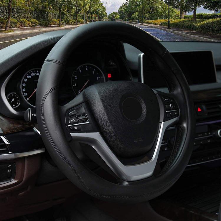 Car Microfiber Leather Steering Wheel Cover, Diameter: 38cm, with Inner Ring, without Inner Ring