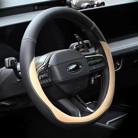 Car Microfiber Leather Steering Wheel Cover, Diameter: 38cm, with Inner Ring, without Inner Ring