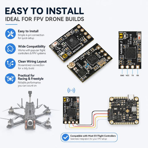 BETAFPV ELRS Nano 2.4GHz Receiver for FPV Racing Drones, Length: 46mm, ELRS Nano