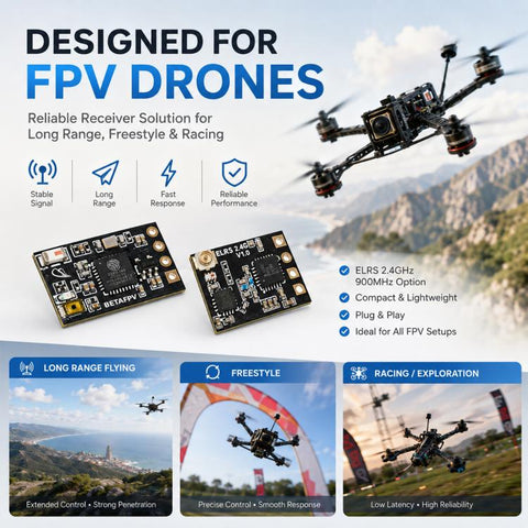 BETAFPV ELRS Nano 2.4GHz Receiver for FPV Racing Drones, Length: 46mm, ELRS Nano
