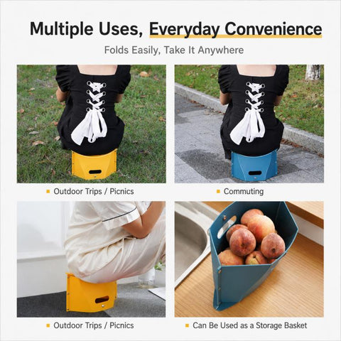 Portable Foldable PP Card Stool with Storage Basket