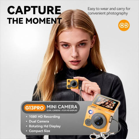 G13 Pro Dual Lens Sport Mini Flip 1.47 inch LCD Screen Thumb Camera, No Memory, 32G