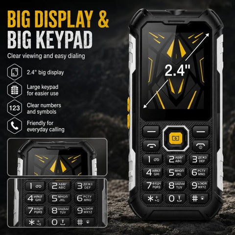 HP220 IP68 Rugged Feature Phone 2.4-inch MTK6261D Processor Supports Dual SIM 2G, 2G