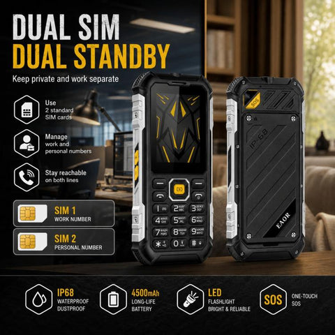 HP220 IP68 Rugged Feature Phone 2.4-inch MTK6261D Processor Supports Dual SIM 2G, 2G