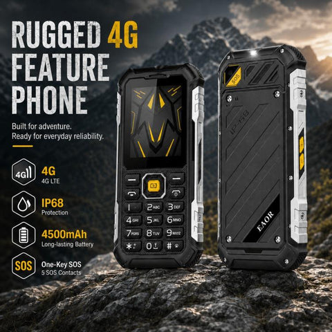 HP220X IP68 Rugged Feature Phone 2.4-inch MTK6261D CPU Supports Dual SIM 4G, 4G EU Version, 4G US Version