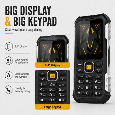 HP220X IP68 Rugged Feature Phone 2.4-inch MTK6261D CPU Supports Dual SIM 4G, 4G EU Version, 4G US Version