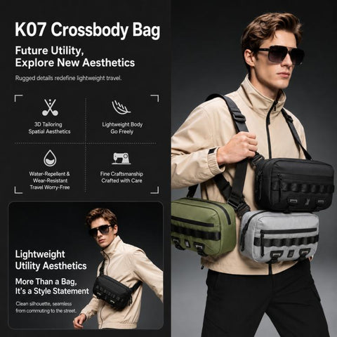 OZUKO Men Crossbody Bag Outdoor Cycling Urban Techwear Commuter Bag