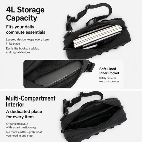 OZUKO Men Crossbody Bag Outdoor Cycling Urban Techwear Commuter Bag