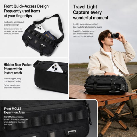 OZUKO Men Crossbody Bag Outdoor Cycling Urban Techwear Commuter Bag